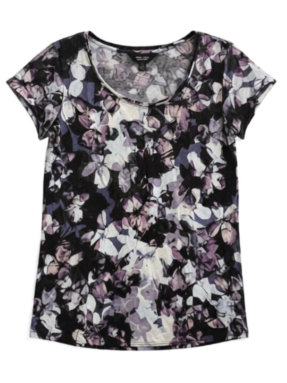 Simply Vera Vera Wang Floral Scoop Neck Tee - Purple, Black, White